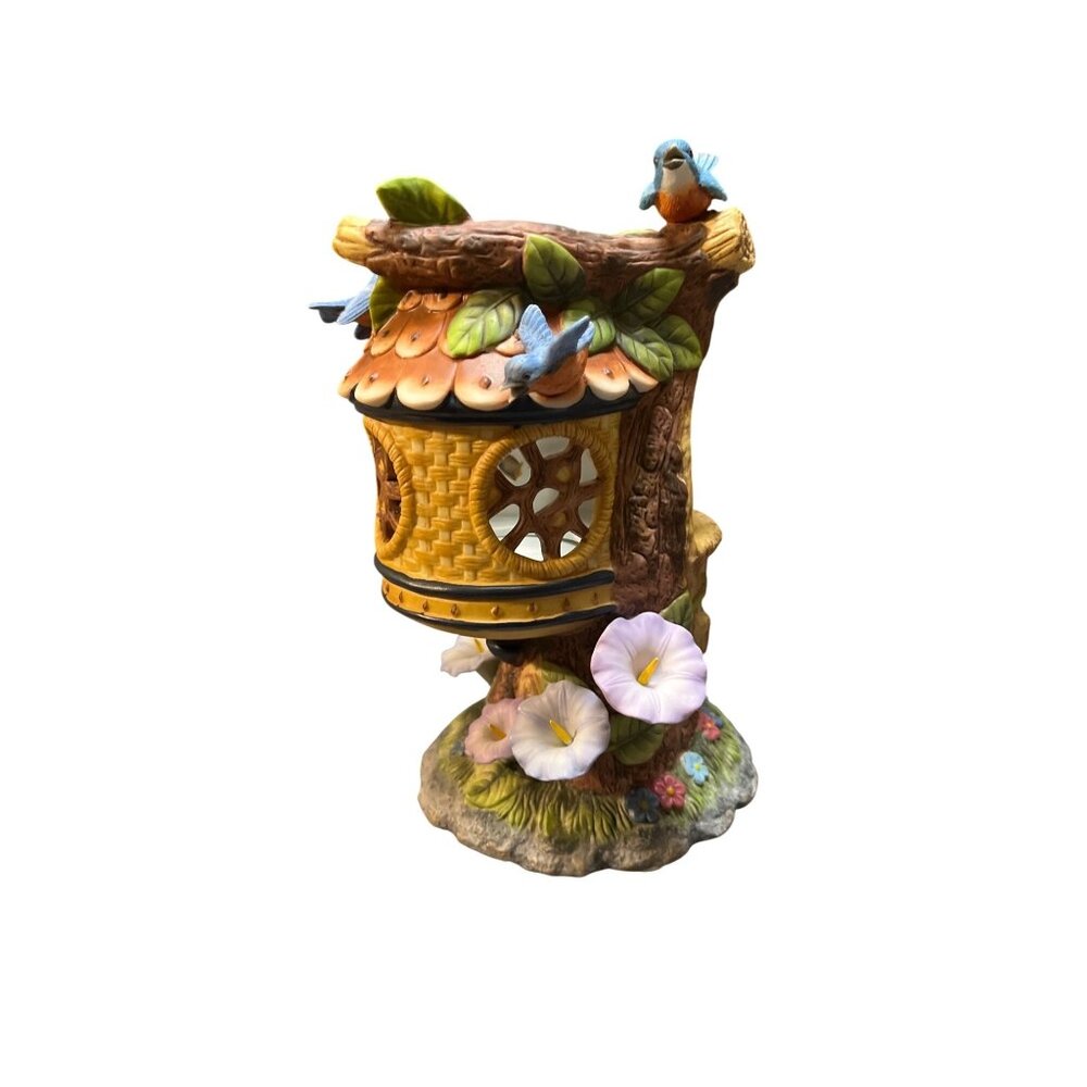 PartyLite Tree Top Inn Tea-Light Candle Holder Retired 1990s Hand-Painted Cerami